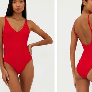 Beach Riot Red V-Neck One-Piece Swimsuit Sz XL Vacation Spring Break Beach Pool
